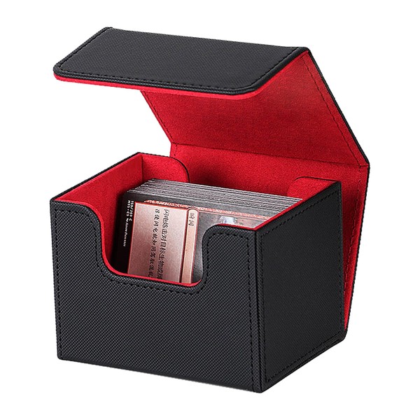 BTtime Deck Case, PU, Leather, Trading Card Case, Magnet, Opening/Closing Type, Holds 100+ Cards, Large Capacity, Sleeve Compatible, Compatible with Various Card Games, Pokécards, Duema, Yugioh and