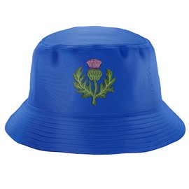 Purple Print House Embroidered Scottish Thistle Bucket Hat Unisex Scotland Rugby Football Country Him Her Recycled Hat, L, Navy