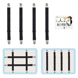 4Pcs Adjustable Bed Sheet Straps Clips, Elastic Mattress Sheet Fasteners Holder and Suspenders, Grippers to Hold Sheet, Mattress, Sofa, Couch, Table Cloth, Recliner Ironing Board Cover and More