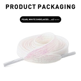NDTEZUGT Flat Metallic Glitter Shoe Laces for Sneaker,5/16"(8mm) Sparkly Colorful Bling Sparkle Shoelaces Replacement Strings, White, 54"/140cm