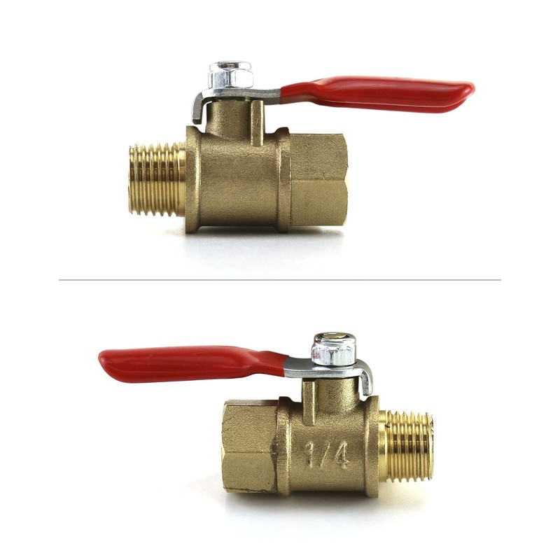 QWORK Ball Valve, 3 Pcs 1/4" Heavy Duty Brass Ball
