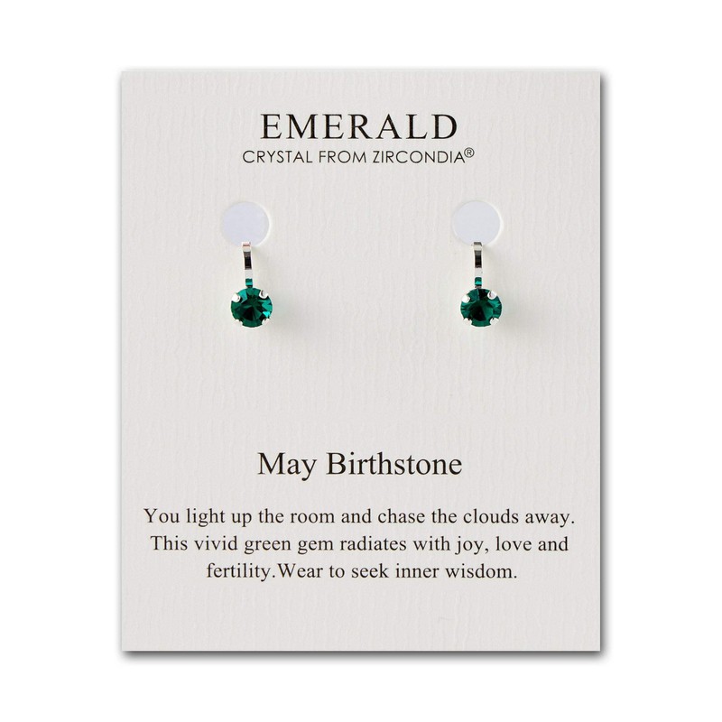 Philip Jones May (Emerald) Birthstone Clip On Earrings Created with
