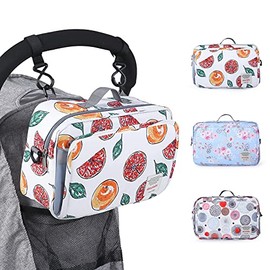 Non-Slip Stroller Organizer Bag for Diapers with Insulated Pocket, Stroller Hooks and Adjustable Strap,Universal Fit Most Strollers, Fruits
