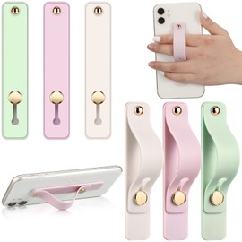 6 Pieces Phone Strap Grip Holder Finger Cell Phone Grip Telescopic Phone Finger Strap Stand Universal Finger Kickstand for Most Smartphones (Mint, White, Light Purple)