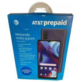 Motorola AT&T PREPAID MOTOROLA MOTO G PURE 6.5” HD+ Display, Dual 13MP Camera, 32GB NEW