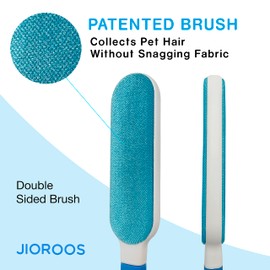 Jioroos Pet Hair Remover Brush - Cat & Dog Hair Remover Double Sided Lint Brush, Pet Hair Cleaner Brushes for Furniture, Pillows, Clothes, Sofa, Carpet, Car, Linens - Travel Size Included
