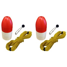 2-Pack of KUFA Sports 1/4" x 100' Poly rope with Clip on Line Weight(10oz) and 6"x14" Red/White Float Combo For Crab Trap (FWP-103) x2