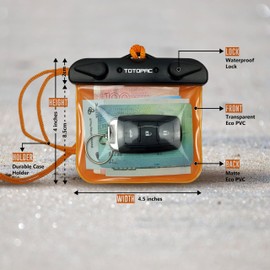 TOTOPAC 2Pack Waterproof Car Key FOB Case Floating Wallet Pouch for Remote Keys ID Credit Card Cash Money Submersible Dry Bag Holder (2, Orange + Orange)