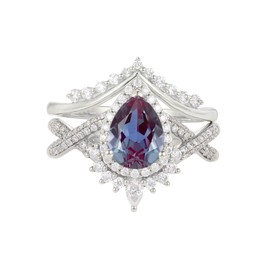 Alexandrite Interwoven Complex Stackable Ring | 1.2ct Gemstone & Rose Gold Plated Ring | Sterling Silver Rings for Women | Stackable Rings for Women | Collection Jewelry | Non Tarnish Bands