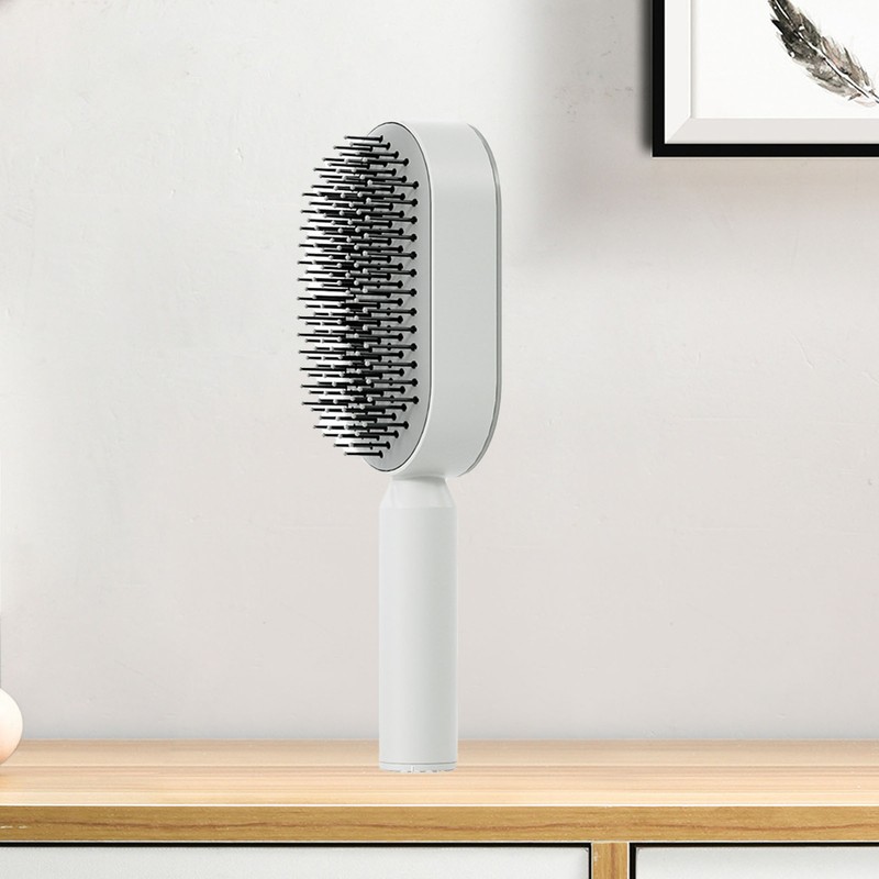 Cushion Hair Brush Self Cleaning Scalp Massage Rounded Comb Teeth