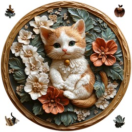 MYS A·U·R Wooden Puzzles for Adults, 3D Vision Effects Resin Cat Wooden Jigsaw Puzzles 200pcs, 11.2x11.2in, Unique Shape Adult Puzzles, Wood Puzzles Creative Gift for Adults and Kids Home Decor