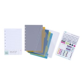 Talia Discbound Notebook - Discbound Starter Kit, Junior Set - includes 100 Sheets of Narrow Ruled, 5 Tab Dividers, 1 Pocket
