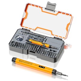 ANVANNA 120 in 1 Electric precision Screwdriver set,Magnetic drill and storage, Mini Electric Screwdriver,Rechargeable, Suitable for mobile phones, Cameras, Laptops, Watches, DIY Repairs - ORANGE