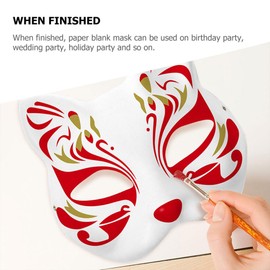 Toyvian 6pcs White Animal Mask DIY Fox Mask DIY Animal Mask White Half Mask Kids Animal Mask Blank Paper Half Masks