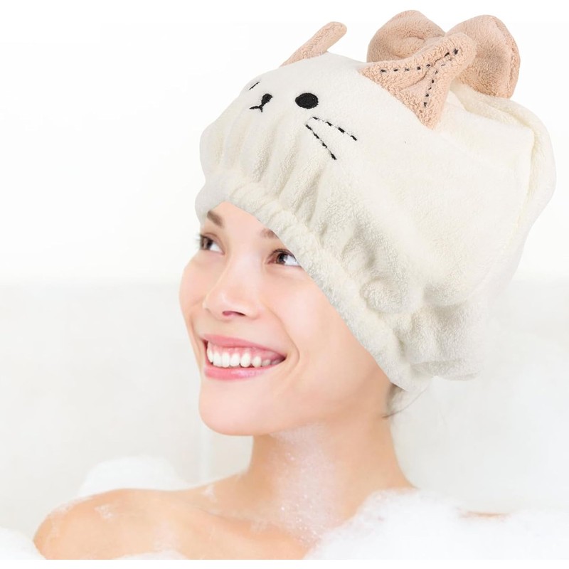 Genérico Toalla de Microfibra Cabello Absorbente y Diseño de Gorro