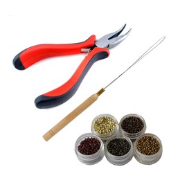 Minkissy Hair Extension Tool Kit Human Hair Extensions Plier Needle Micro Rings Professional Hairdressing