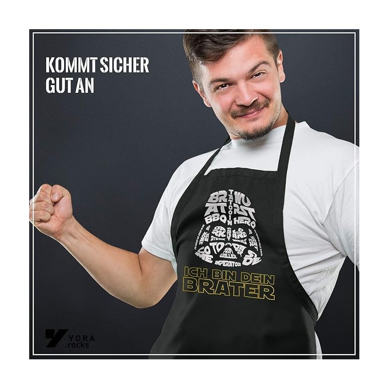 Yora Men’s Barbecue Apron with German Script ‘Ich Bin Dein