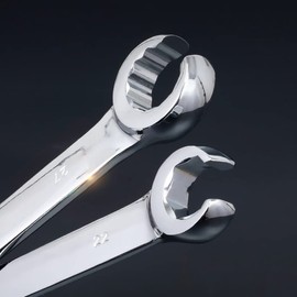 Double Open End Tubing Wrench, 15 and 80 Degrees Brake Pipe Spanner Flare Nut Ratchet Spanner for Car-Wrench and Hand Tools