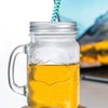 LABRIMP 4pcs Stainless Steel Mason Jar Lids with Straw Hole