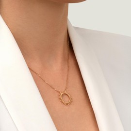 Labelle Women's Necklace Gold Plated Sun Pendant Gold Plated Jewellery for Women High Quality Gift for Birthday, Valentine's Day, Wedding, Mother's Day Length 45 cm, Gold-Plated, Gold