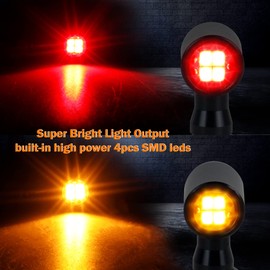 QUASCO Front Rear Motorcycle Turn Signals, Mini Size Led Brake Tail Lights Universal Compatible with Harley Honda Suzuki Triumph Yamaha
