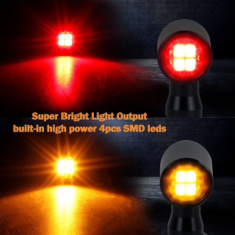 QUASCO Front Rear Motorcycle Turn Signals, Mini Size Led Brake