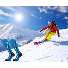 TODO Warm 50% Merino Ski Socks Men and Women's Ski Socks Thermoactive Breathable 1 or 2 Pairs Merino Wool Ski Socks 43-46, 39-42, 35-38, 1 pair: blue