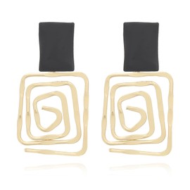 CYV Geometric Square Swirl Wire Spiral Drop Dangle Earrings For Women(gold)
