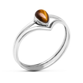 Koral Jewelry Tiger Eye Ethnic Vintage Gipsy Pear Stone Ring 925 Sterling Silver Tribal Boho Chic (7)