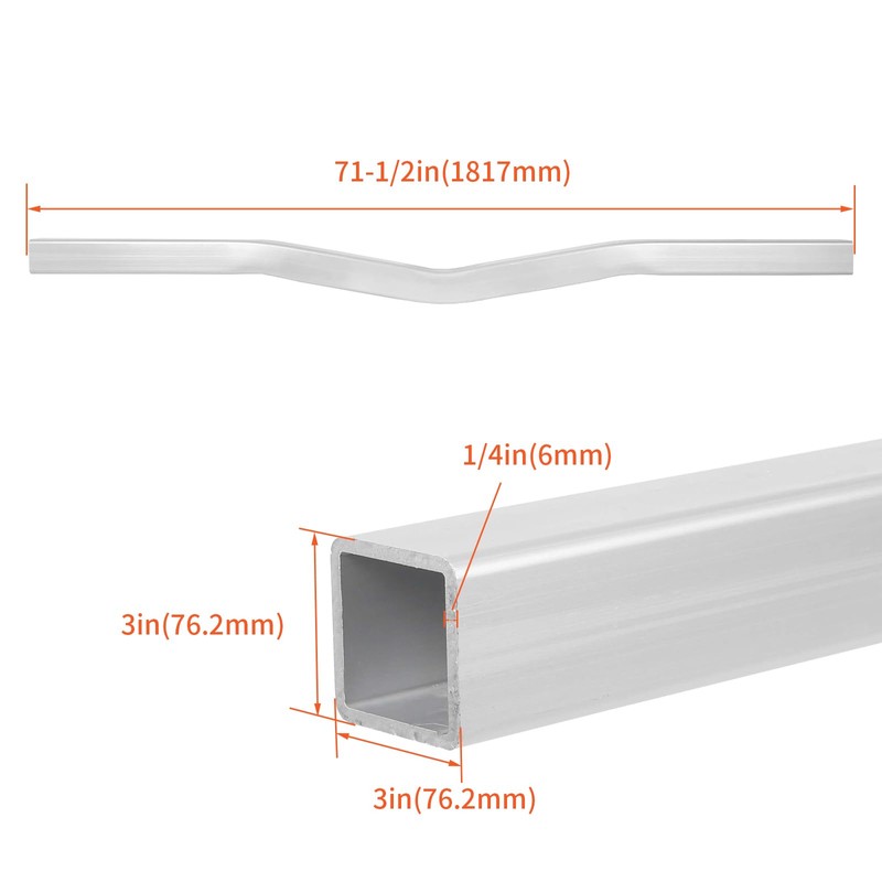 KUAFU Boat Trailer Crossmember Square Tube V-Bend Crossbar 3" x