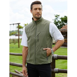 Gihuo Men's Lightweight Outdoor Travel Vest Full Zip Casual Lightweight Work Vest (X-Large, Army)