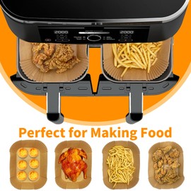 Pack of 130 Baking Paper for Hot Air Fryer Dual Zone, Airfryer Baking Paper Compatible with Ninja AF300EU/AF400EU/SL400EU & Double Chamber Dual Zone Airfryer, Airfryer Accessories for COSORI 8.5L
