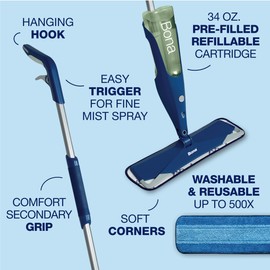 Bona Premium Motion Multi-Surface Floor Spray Mop - Includes Multi-Surface Floor Cleaning Solution and Machine Washable Microfiber Cleaning Pad - for Stone, Tile, Laminate, and Vinyl Floors