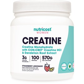 Nutricost Creatine Monohydrate Powder for Women, Micronized, Strawberry Lemonade, 100 Servings - Vegetarian, Non-GMO, Gluten Free