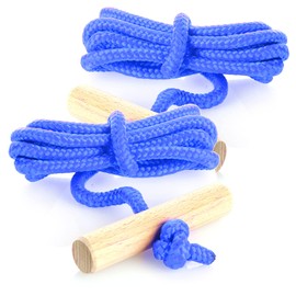 com-four® 2x premium sledge leash with wooden handle, extra strong toboggan accessories Pull rope for sledges, Made in Germany!