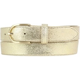 BELTINGER Women's belt in metal look, 3 cm, golden leather belt, metallic look, 30 mm, metal leather belt in gold, Gold, gold