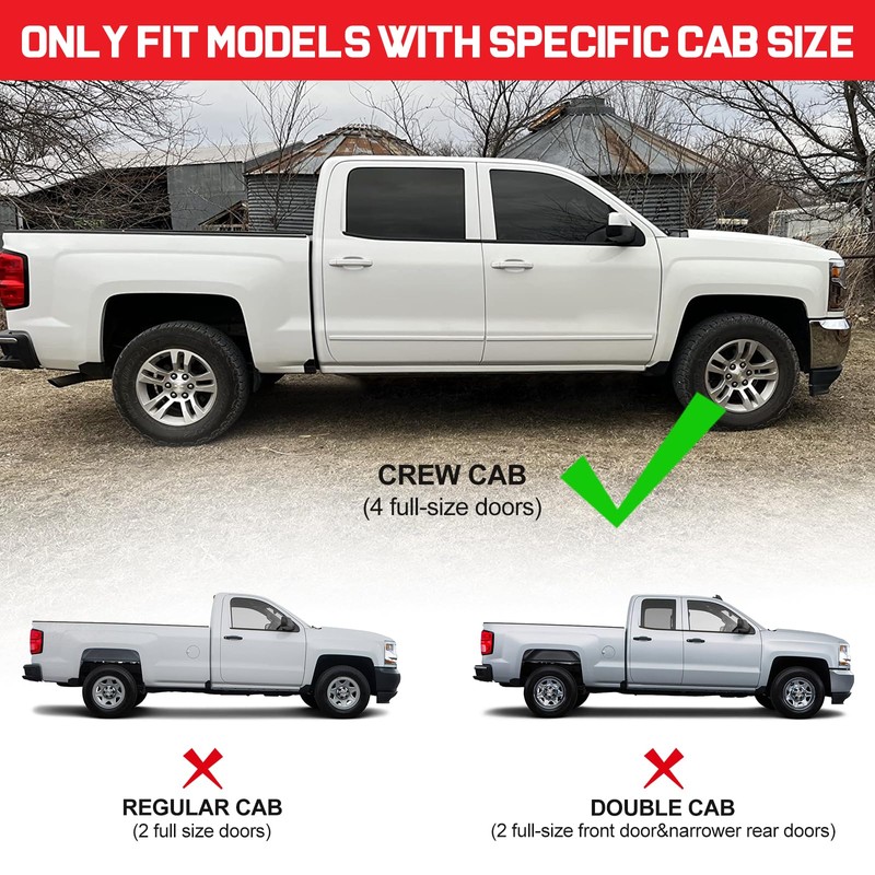 6" Running Boards Compatible with 2019-2024 Chevy Silverado/gmc Sierra 1500