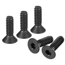 uxcell #5-40x3/8 Flat Head Socket Cap Screws, 10.9 Grade Carbon Steel Hex Socket Countersunk Flat Head Screw Bolts Machine Screws Fasteners, Fully Threaded, Black Oxide, 20Pcs
