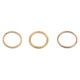Mikovivi 3pcs Gold Stackable Rings for Women, Dainty Thin Knuckle Ring Set Exquisite Engagement Finger Jewelry for Anniversary Birthday Wedding (Size 10)