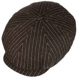 Stetson 8 Panel Woolen Stripe Flat Cap – Men's – Peaked Cap – Flat Cap in Striped Design – Elegant Winter Accessory – Made in Germany – Autumn/Winter, dark brown, 61