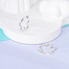 NARMO Earrings for Women 925 Sterling Silver Flower Shaped Hoop Earrings Hypoallergenic Lightweight Simple Huggie Hoop Earrings