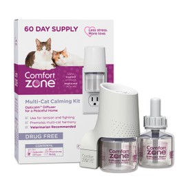 Comfort Zone 60 Day Starter Kit; 1 Multicat Diffuser & 2 Refills; Cat Calming Pheromone; Reduce Stress, Aggression, Fighting, Urine Marking, Scratching