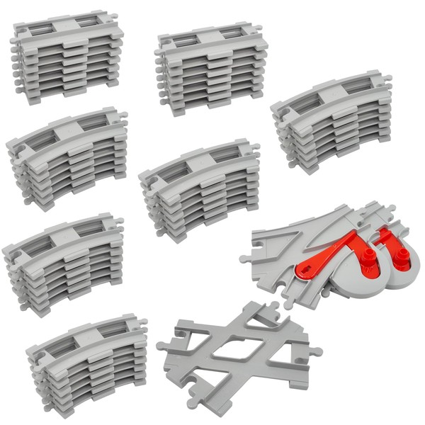 47-Piece Train Track Set,Classic Railway Tracks with 30 Curved Tracks,14