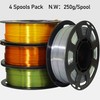 MIKA3D 1.75mm Silk Shiny PLA 4 Metal Colors Bundle Pack: