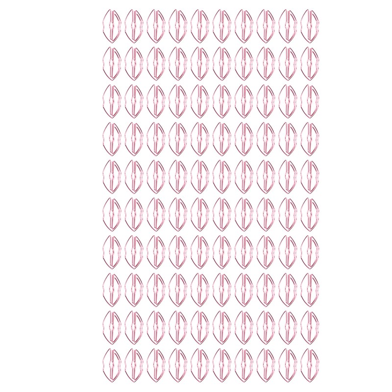 100pcs Paper Clips Portable Purple Lip Shape Rustproof Electroplated Metal