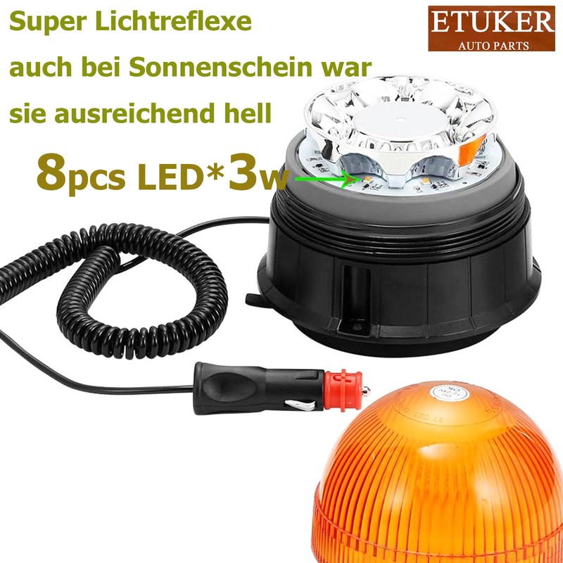 ETUKER 12 V 24 V Orange Rotating Light Magnetic Flash