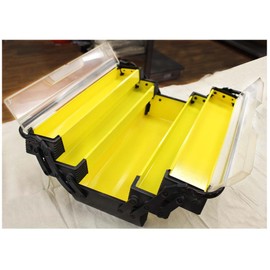 ToolUSA 23-1/2" x 8" x 9" Metal Tool Box With 2 Tiers On Each Side That Lift Up & Out: MJ-93085