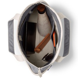 Lands' End Natural Zip Top Canvas Tote Bag Natural/silver Graphite X-Large