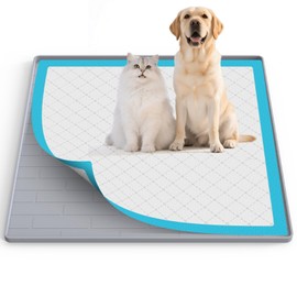 Pee Pad Tray Holder for Dogs,Non-Slip Silicone Dog Puppy Pad Holder,24 x 24 Square Puppy Potty Training Pads,No Spill Raised Lip High Edge,Portable, Leak-Proof Mat Trays for Indoor Floor Protection