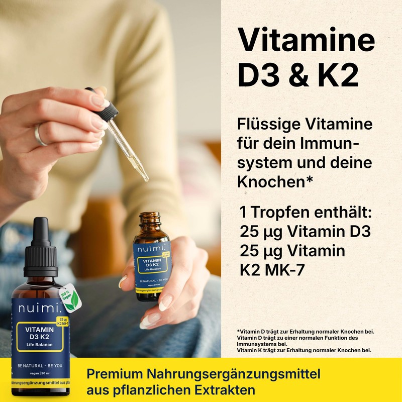nuimi. Vitamin D3 K2 Drops 1000 IU for Adults